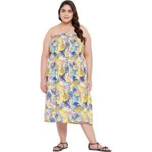 imageWomens Summer Casual Dress Comfy Tube Dresses Sundresses Beach Dress Tops for GirlsYellow  Blue Leaf