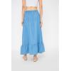 imageCasual Denim Long Skirt Elastic Waist Maxi Jean Button Skirts Dress for Ladies
