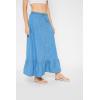 imageCasual Denim Long Skirt Elastic Waist Maxi Jean Button Skirts Dress for Ladies