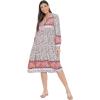 imageGypsie Blu Womens Casual Long Sleeve Dress Flowy Print Retro V Neck Tassel Bohemian Midi Dress