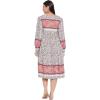 imageGypsie Blu Womens Casual Long Sleeve Dress Flowy Print Retro V Neck Tassel Bohemian Midi Dress