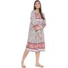 imageGypsie Blu Womens Casual Long Sleeve Dress Flowy Print Retro V Neck Tassel Bohemian Midi Dress