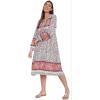 imageGypsie Blu Womens Casual Long Sleeve Dress Flowy Print Retro V Neck Tassel Bohemian Midi Dress