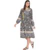 imageOussum Gypsie Blu Womens Casual Long Sleeve Dress Flowy Print Retro V Neck Tassel Bohemian Midi Dress Blue 1X