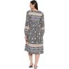 imageOussum Gypsie Blu Womens Casual Long Sleeve Dress Flowy Print Retro V Neck Tassel Bohemian Midi Dress Blue 1X