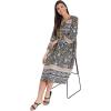 imageOussum Gypsie Blu Womens Casual Long Sleeve Dress Flowy Print Retro V Neck Tassel Bohemian Midi Dress Blue 1X