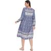 imageOussum Gypsie Blu Womens Casual Long Sleeve Dress Flowy Print Retro V Neck Tassel Bohemian Midi Dress Blue XLarge