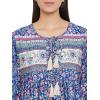 imageOussum Gypsie Blu Womens Casual Long Sleeve Dress Flowy Print Retro V Neck Tassel Bohemian Midi Dress Blue XLarge