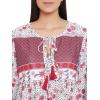 imageOussum Gypsie Blu Womens Casual Long Sleeve Dress Flowy Print Retro V Neck Tassel Bohemian Midi Dress Burgundy 1X