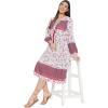 imageOussum Gypsie Blu Womens Casual Long Sleeve Dress Flowy Print Retro V Neck Tassel Bohemian Midi Dress Burgundy 1X