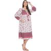 imageOussum Gypsie Blu Womens Casual Long Sleeve Dress Flowy Print Retro V Neck Tassel Bohemian Midi Dress Burgundy 1X