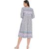 imageOussum Gypsie Blu Womens Casual Long Sleeve Dress Flowy Print Retro V Neck Tassel Bohemian Midi Dress Gray 1X