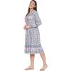 imageOussum Gypsie Blu Womens Casual Long Sleeve Dress Flowy Print Retro V Neck Tassel Bohemian Midi Dress Gray 1X