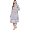 imageOussum Gypsie Blu Womens Casual Long Sleeve Dress Flowy Print Retro V Neck Tassel Bohemian Midi Dress Gray 1X