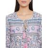 imageOussum Gypsie Blu Womens Casual Long Sleeve Dress Flowy Print Retro V Neck Tassel Bohemian Midi Dress Gray 1X