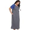 imageOussum Women Cotton Soft Nightshirt Nightgown Plus Size Short Sleeve Maxi Sleep Dress With Pocket