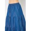 imageWomen Casual Denim Skirt Elastic Waist Midi Tiered Jean Skirts Dress for Evening Party