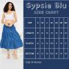 imageWomen Casual Denim Skirt Elastic Waist Midi Tiered Jean Skirts Dress for Evening Party