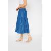 imageWomen Casual Denim Skirt Elastic Waist Midi Tiered Jean Skirts Dress for Evening Party