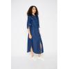 imageWomen Fashion Casual Denim Midi Dress Button Down Sundress Swing Flowy Jean Shirt Dresses with Pockets