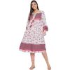 imageOussum Gypsie Blu Womens Casual Long Sleeve Dress Flowy Print Retro V Neck Tassel Bohemian Midi Dress Burgundy 1X