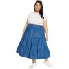 imageTrendy Denim Midi Jean Skirt Dress Plus Size Evening Party Skirts for Women