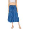 imageWomen Casual Denim Skirt Elastic Waist Midi Tiered Jean Skirts Dress for Evening Party