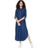 imageWomen Fashion Casual Denim Midi Dress Button Down Sundress Swing Flowy Jean Shirt Dresses with Pockets