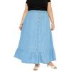 imageWomen Plus Size Denim Maxi Jean Skirt Dress Button Long Skirts for Ladies Girls