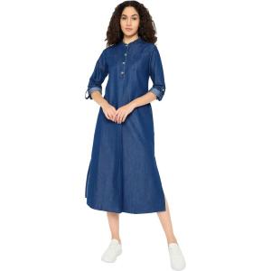 imageCasual Stylish Denim Long Shirt Dresses for Women Flowy Swing Button Down Top Midi Jean Dress with Pockets