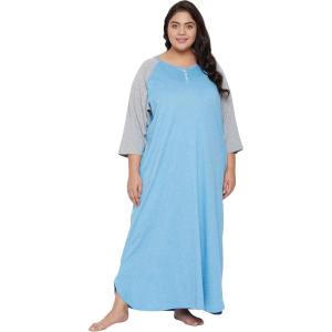 imageOussum Nightgown for Women Soft Sleepwear Nightshirt Plus Size Long Sleeve Maxi Length SleepDress With Pocket
