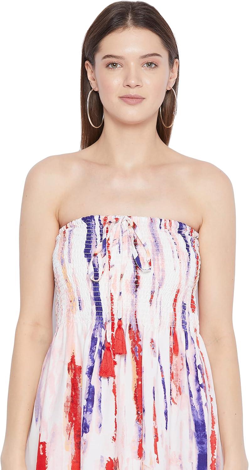 imageOussum Maxi Resort Wear Women Off Shoulder Summer Dress Elastic Casual Tube Dress for LadiesMulticolor Tie Dye