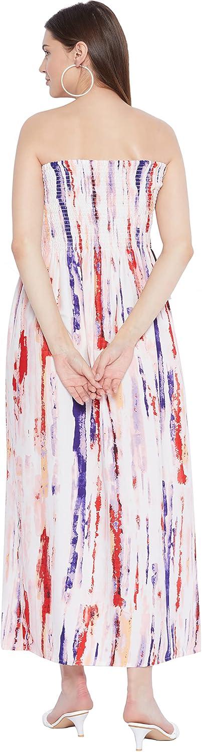 imageOussum Maxi Resort Wear Women Off Shoulder Summer Dress Elastic Casual Tube Dress for LadiesMulticolor Tie Dye