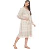 imageOussum Gypsie Blu Womens Casual Long Sleeve Dress Flowy Print Retro V Neck Tassel Bohemian Midi Dress Beige 1X