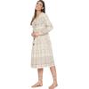 imageOussum Gypsie Blu Womens Casual Long Sleeve Dress Flowy Print Retro V Neck Tassel Bohemian Midi Dress Beige 1X