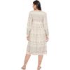 imageOussum Gypsie Blu Womens Casual Long Sleeve Dress Flowy Print Retro V Neck Tassel Bohemian Midi Dress Beige 1X