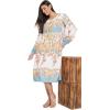 imageOussum Gypsie Blu Womens Casual Long Sleeve Dress Flowy Print Retro V Neck Tassel Bohemian Midi Dress Multicolor 1X