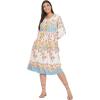 imageOussum Gypsie Blu Womens Casual Long Sleeve Dress Flowy Print Retro V Neck Tassel Bohemian Midi Dress Multicolor XLarge
