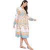 imageOussum Gypsie Blu Womens Casual Long Sleeve Dress Flowy Print Retro V Neck Tassel Bohemian Midi Dress Multicolor XLarge