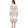 imageOussum Gypsie Blu Womens Casual Long Sleeve Dress Flowy Print Retro V Neck Tassel Bohemian Midi Dress Multicolor XLarge