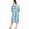imageOussum Gypsie Blu Womens Casual Long Sleeve Dress Flowy Print Retro V Neck Tassel Bohemian Midi Dress Sky Blue Small