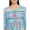 imageOussum Gypsie Blu Womens Casual Long Sleeve Dress Flowy Print Retro V Neck Tassel Bohemian Midi Dress Sky Blue Small