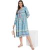 imageOussum Gypsie Blu Womens Casual Long Sleeve Dress Flowy Print Retro V Neck Tassel Bohemian Midi Dress Sky Blue Small
