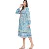 imageOussum Gypsie Blu Womens Casual Long Sleeve Dress Flowy Print Retro V Neck Tassel Bohemian Midi Dress Sky Blue Small