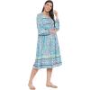 imageOussum Gypsie Blu Womens Casual Long Sleeve Dress Flowy Print Retro V Neck Tassel Bohemian Midi Dress Sky Blue XLarge