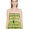 imageOussum Maxi Resort Wear Women Off Shoulder Summer Dress Elastic Casual Tube Dress for LadiesLight Green Geometric
