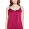 imageOussum Women Soft Comfy Sexy Satin PJ Set Sleepwear Lingerie 2 Piece Silk Nightwear Cami Top With ShortsDark Red