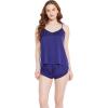 imageOussum Women Soft Comfy Sexy Satin PJ Set Sleepwear Lingerie 2 Piece Silk Nightwear Cami Top With ShortsNavy Blue