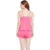 imageOussum Women Soft Comfy Sexy Satin PJ Set Sleepwear Lingerie 2 Piece Silk Nightwear Cami Top With ShortsParadise Pink