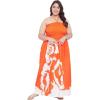 imageGypsie Blu Womens Floral Print Tube Dress Strapless Top Maxi Off Shoulder Casual Wear Summer Outfit Long Dresses TieUp Orange 3X